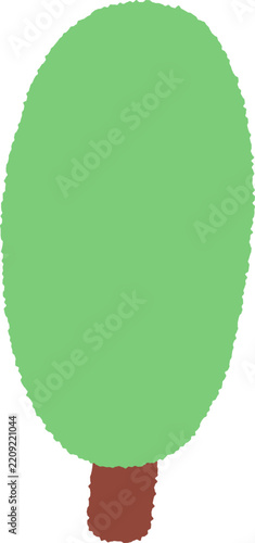 Hand Drawn Organic Tree Collection 014 – Light Green Oval Minimal Tree Illustration