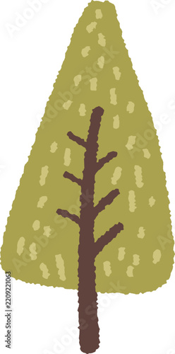 Hand Drawn Organic Tree Collection 016 – Golden Yellow Slender Autumn Tree Illustration