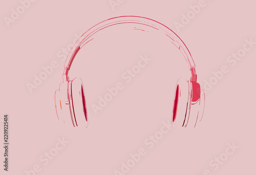 Red Headphones Vector Illustration