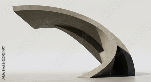 Abstract 3D concept of a massive singular architectural sun-shade louver in matte warm gray