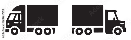 Large black silhouette truck for cargo transport and commercial freight delivery service.