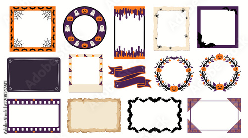 Halloween Social Media Frame Quote Flat Vector Illustration