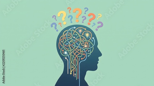 Abstract illustration of complex decision making pathways inside the human mind
