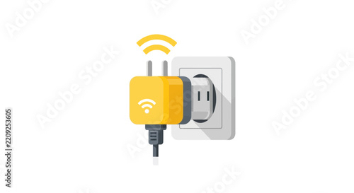 Smart WiFi Power Plug Icon - Home Automation and IoT Wireless Technology Vector Illustration