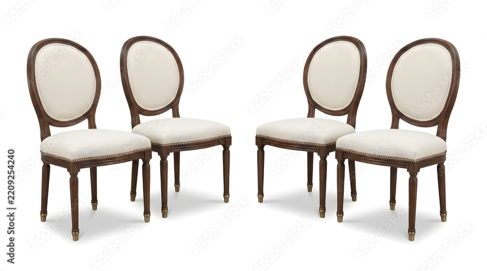 Obraz premium Four heritage dining chairs display