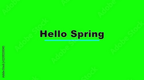 Hello Spring Kinetic Burst Text Animation on Green Screen