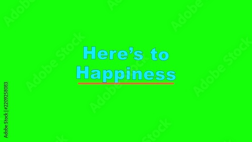 Here’s to Happiness Outline Pop Text Animation on Green Screen