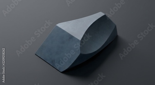 Macro studio shot of a massive singular synthetic diamond anvil facet in matte dark slate