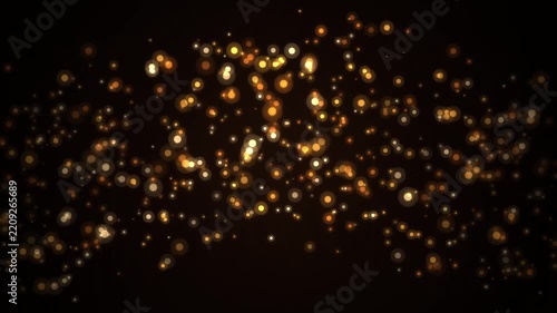 Golden Bokeh Particles Floating in Dark Space Background Animation for Celebration and Festive Events