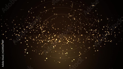 Golden Bokeh Particles Background with Concentric Circles Animation for Festive Celebration Motion