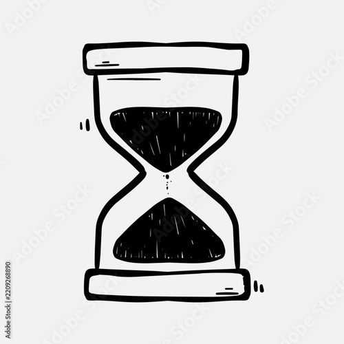 Hand Drawn Hourglass Sand Timer Sketch Doodle Style Vector Icon