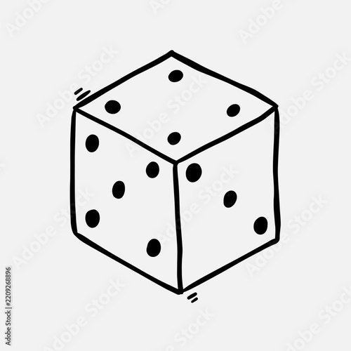 Hand Drawn Casino Dice Sketch Doodle Style Vector Illustration