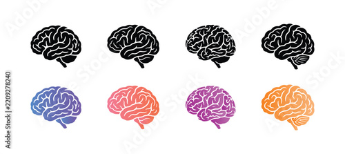 Brain Icon Collection Human Mind Vector Illustration