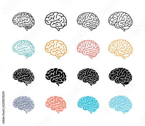 Brain Icon Set Human Intelligence Vector Illustration