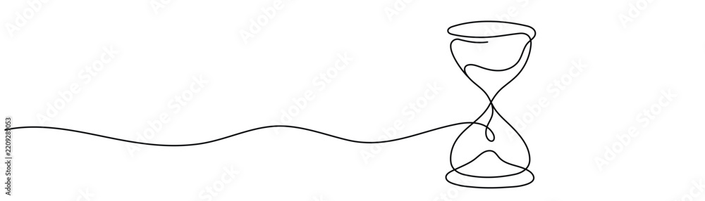 Obraz premium Hourglass One Line Drawing with Editable Stroke.