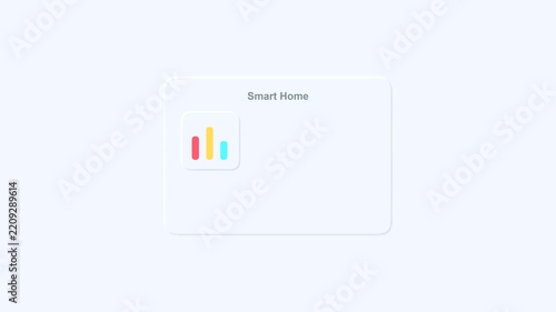 Smart home app interface animation with data charts