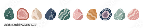 Set of Colorful Abstract Stones and Minerals