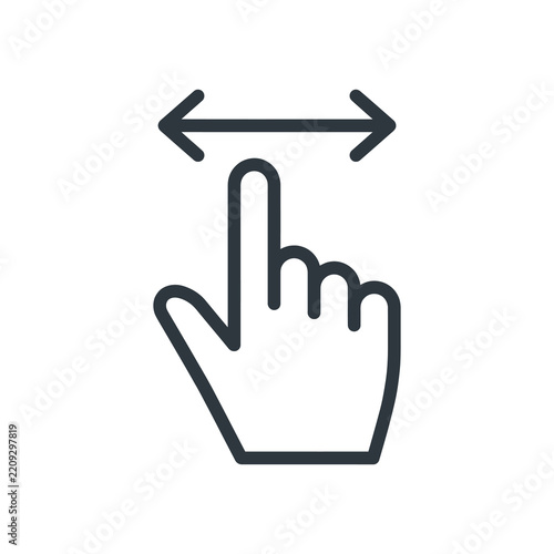 Hand pointing with swipe arrow line icon vector for touchscreen navigation and interface