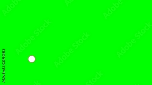 Single white glowing ball moving smoothly across a vibrant green screen background