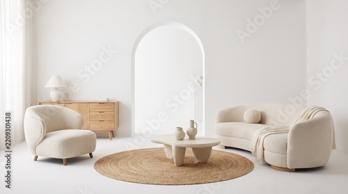modern living room with white sofa