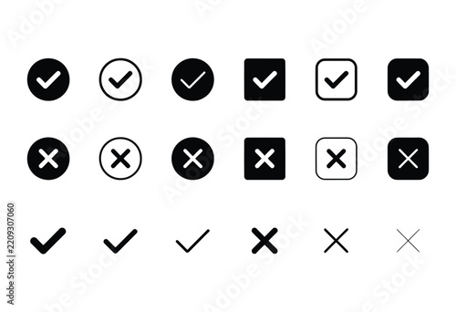 Checkmark icon set showcasing various confirm tick symbols