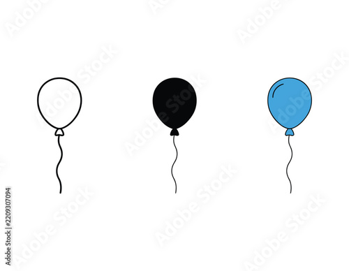 Balloon icon vector set with party and celebration elements