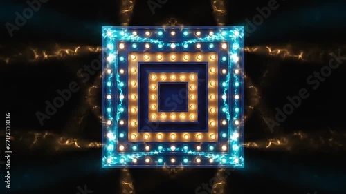 Dynamic Flashing Marquee Lights with Electric Energy Bursts on Black Background