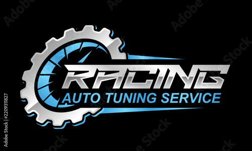 racing auto tune up automotive gear logo business editable text effect font style template design