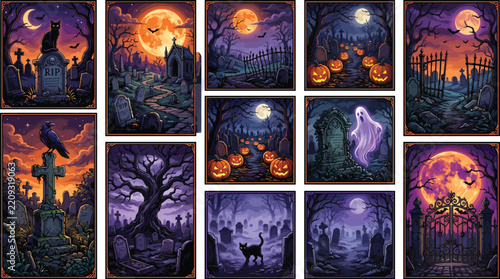 A spooky halloween collection eerie nightscapes ghosts and jack o' lanterns for a festive october
