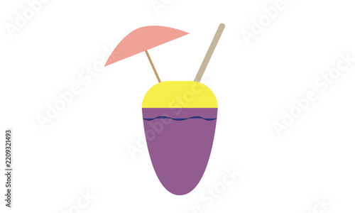 Tropical Cocktail Drink with Umbrella and Straw Vector Illustration for Summer Beach Party Concept