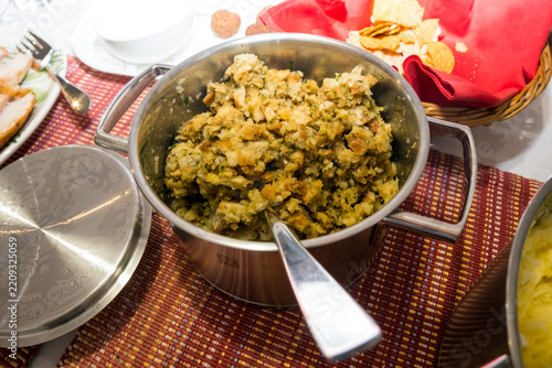 Stuffing in pot on the table