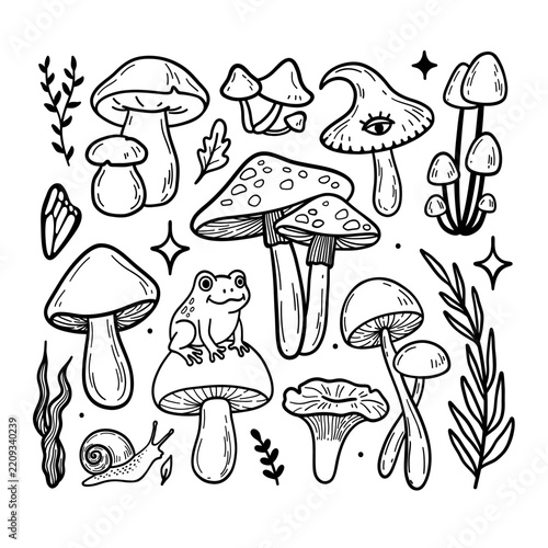 Whimsical forest mushroom clip art.