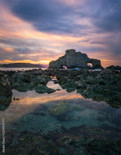 An outlandish rock formation known as O Carro on the coast of Loiba