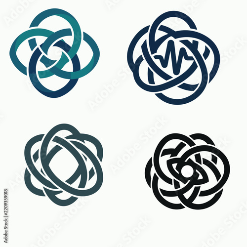 Interlocking Pulse Abstract Geometric Vector Logo Symbol