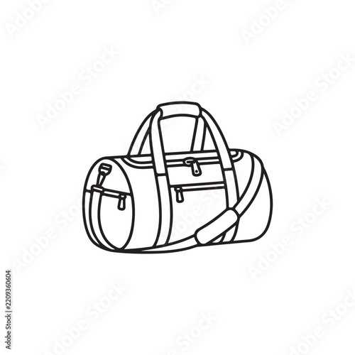 Minimalist Outline Sport Duffel Bag with Multiple Pockets Vector