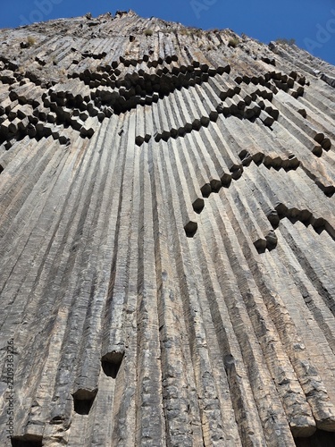hexagonal basalt columns in Garni Gorge, Armenia