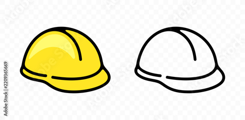 Stylized construction hard hat vector icon in flat style. Safety helmet illustration for industrial, engineering, architecture, and building design projects.