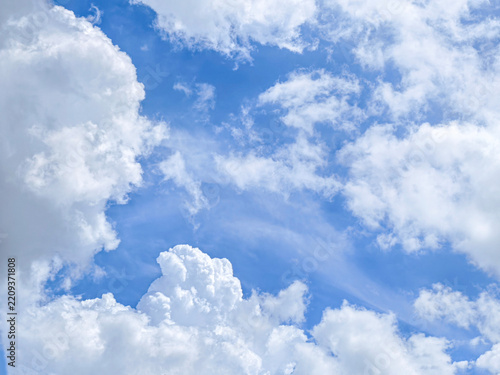 high blue sky shape outdoor group of white clouds background in summer abstract gradient light beauty background. beautiful bright cloud and calm fresh wind air