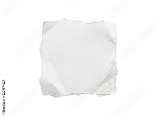 Square shaped textured handmade paper scrap with ragged edges on transparent background