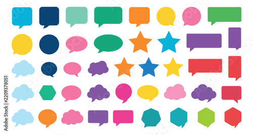 Set of colorful speech bubbles and chat icons