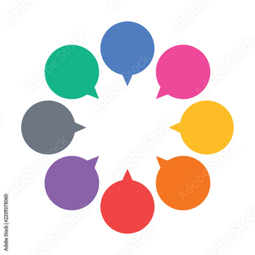 Color speech bubble infographic 8 steps isolated