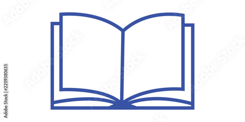 Open book outline icon for reading, education, learning, knowledge, literature and academic study vector illustration
