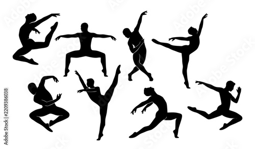 Contemporary Male Dancer Silhouette Poses and Movement Vector Collection