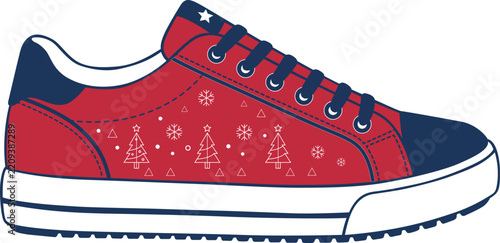 Christmas  sneaker vector illustration with festive winter 
