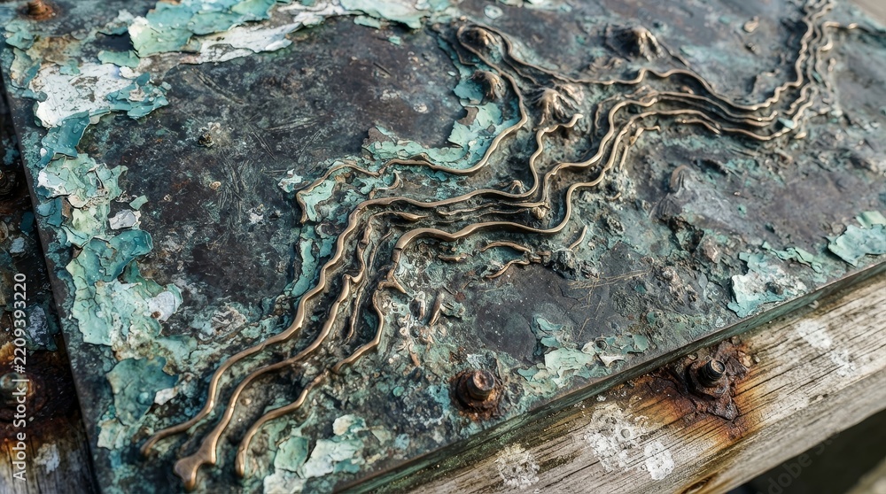 Fototapeta premium Surface with heavy patina from ocean exposure detailed texture
