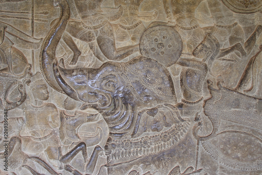 Obraz premium ruined khmer hindu and buddhist temple (angkor wat) in angkor in siem reap in cambodia 