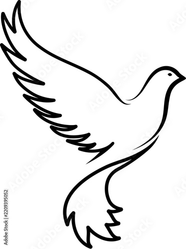 Stylized silhouette of a dove with outstretched wings