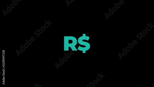 Seamless loop of shiny teal three-dimensional brazilian real currency symbol for financial and banking designs