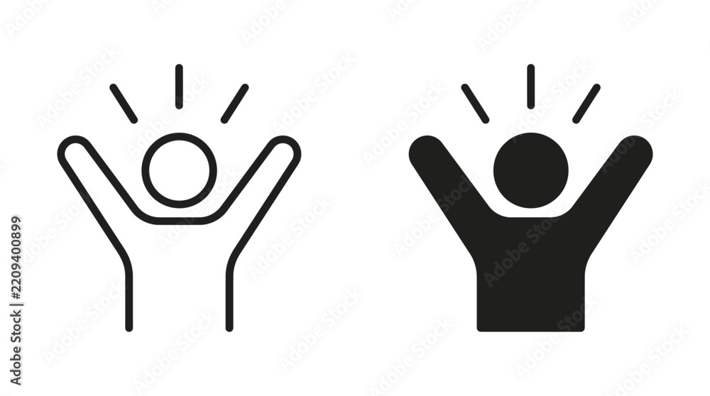Success icon set featuring outline and solid vector human figures Stock ...