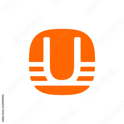 Abstract letter U logo design with orange rounded square background vector